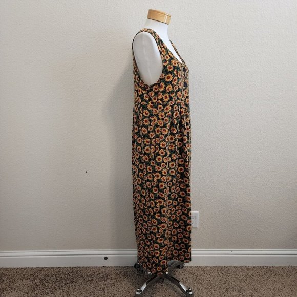 Vintage Steven Ross Naturally Cottage Core Sunflower V Neck Maxi Dress - Picture 6 of 11